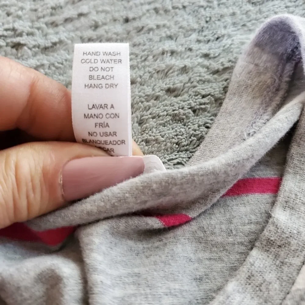Ambiance Girls Gray Striped T-Shirt Small